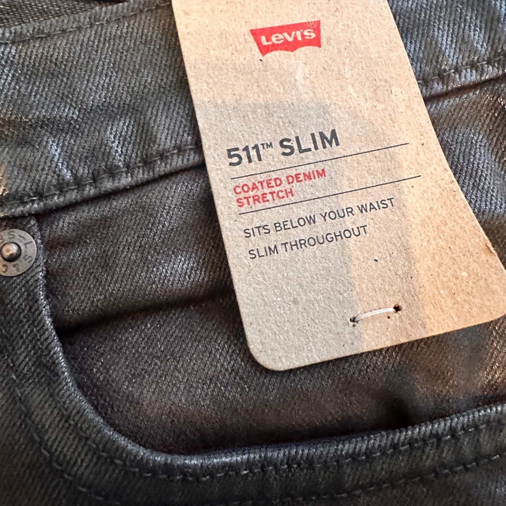 Levis 511 Coated Moto Jeans Waxed Bikercore 31x30 NWT - Picture 10 of 12